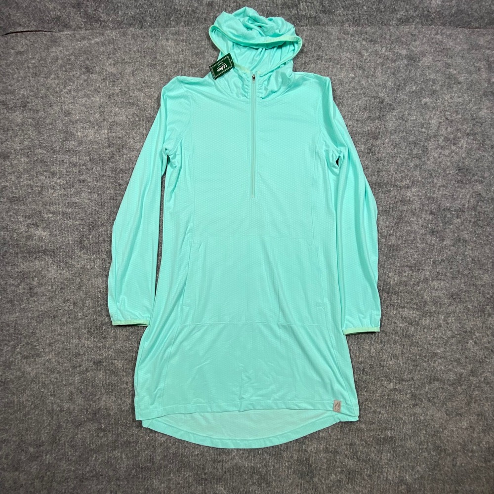 LL Bean Women XS Sand Beach Cover-Up Hooded Tunic Beach Glass Mint Green 506399